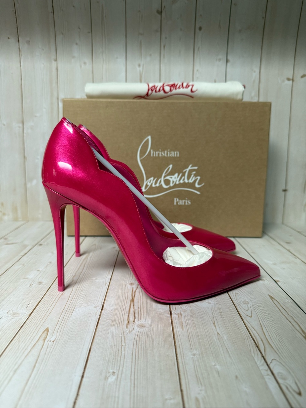 Christian Louboutin Hot Chick Patent Leather Pump Pinup Pink Sz 39 / 9 - Picture 3 of 13